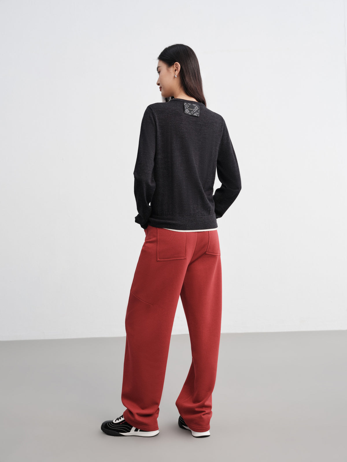 EP YAYING Layered Collar Two-Piece Wool Top