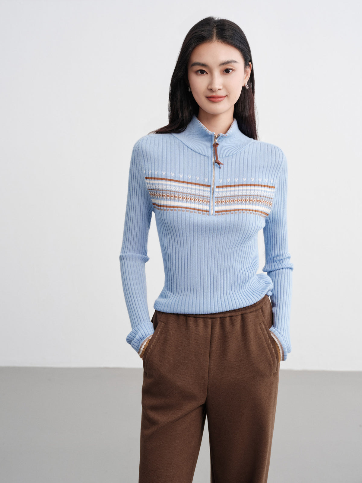 EP YAYING Jacquard Wool Sweater
