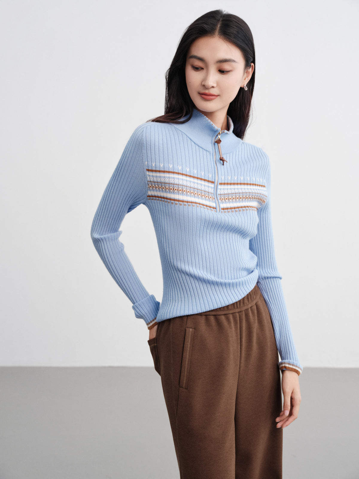 EP YAYING Jacquard Wool Sweater