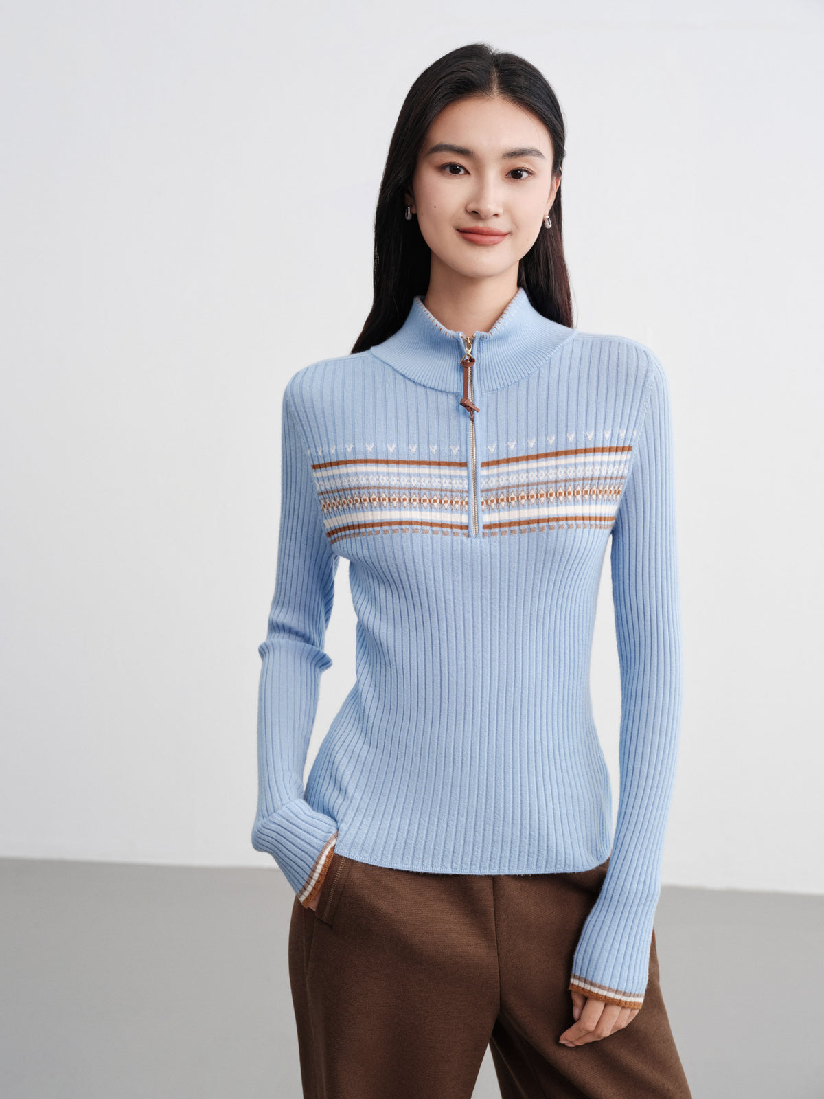 EP YAYING Jacquard Wool Sweater