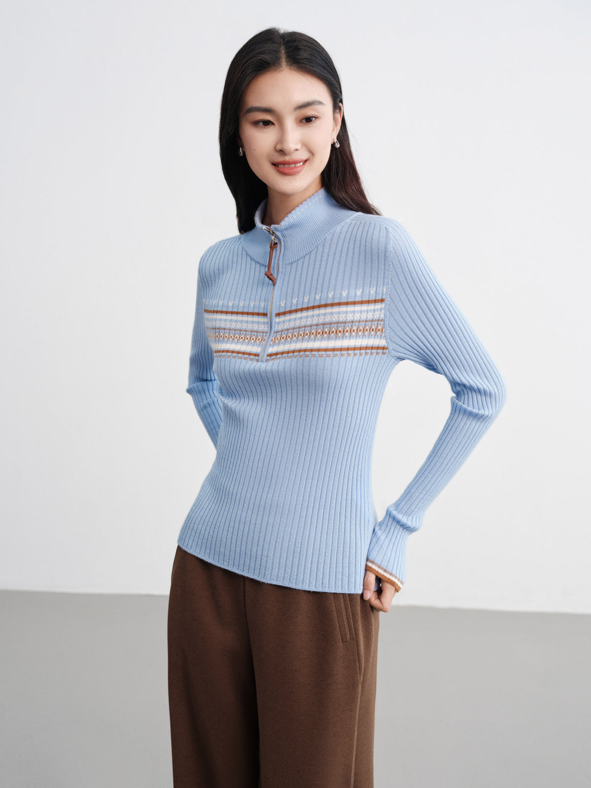 EP YAYING Jacquard Wool Sweater