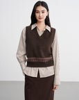 EP YAYING Yak Wool Ethnic Jacquard V-Neck Sweater Vest