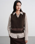 EP YAYING Yak Wool Ethnic Jacquard V-Neck Sweater Vest