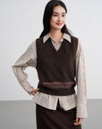 EP YAYING Yak Wool Ethnic Jacquard V-Neck Sweater Vest