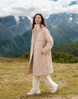 EP YAYING Goose Down Long Coat with Contrast Collar