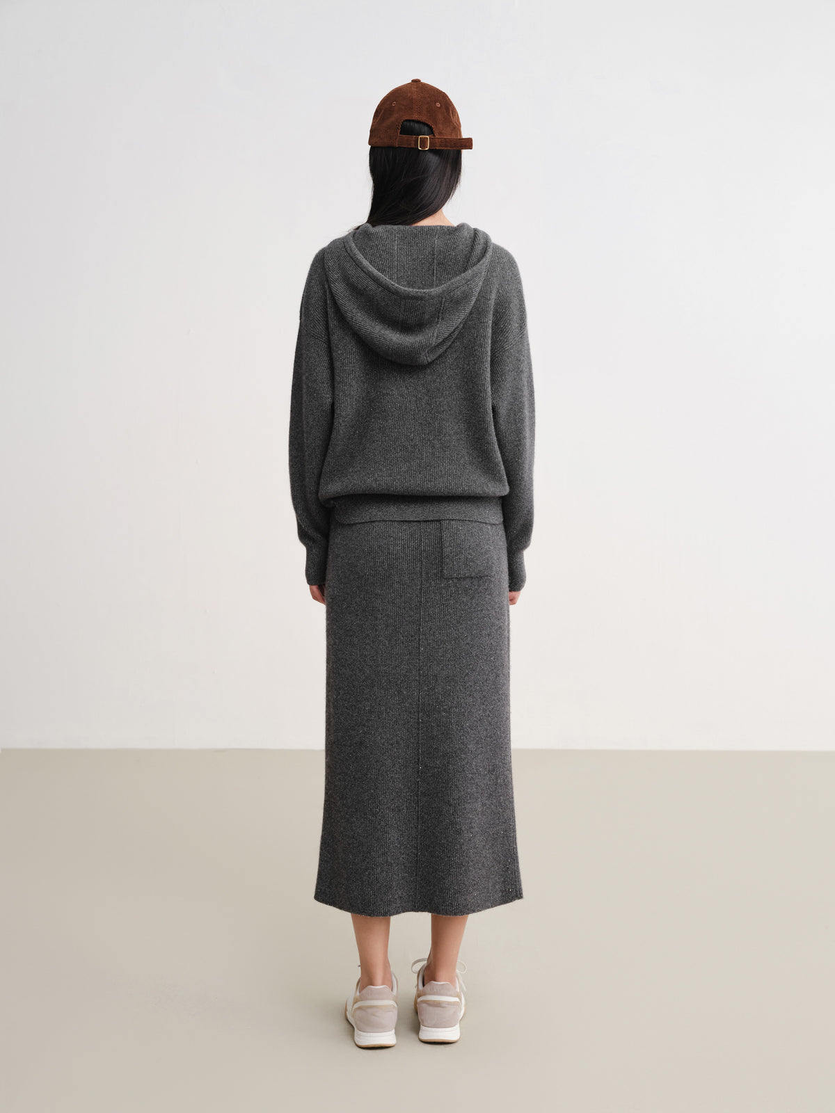 EP YAYING Metallic Thread Cashmere Hooded