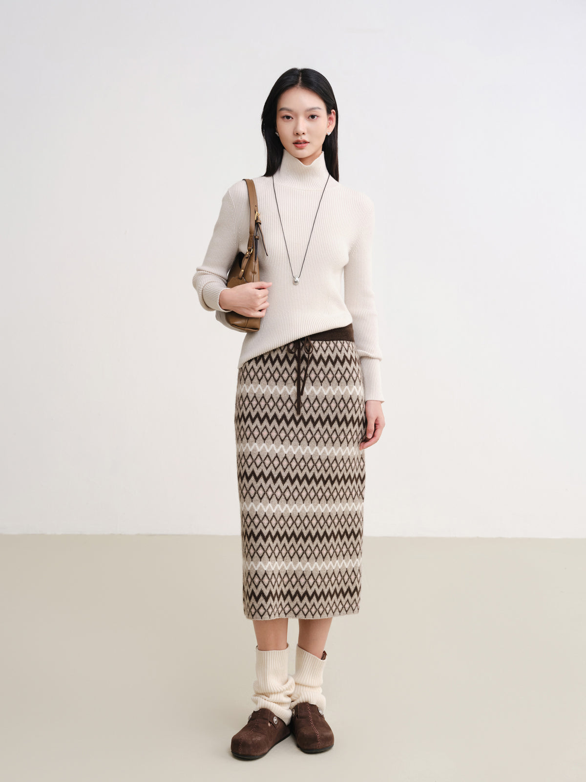 EP YAYING Jacquard Straight-Leg Skirt