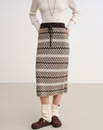 EP YAYING Jacquard Straight-Leg Skirt