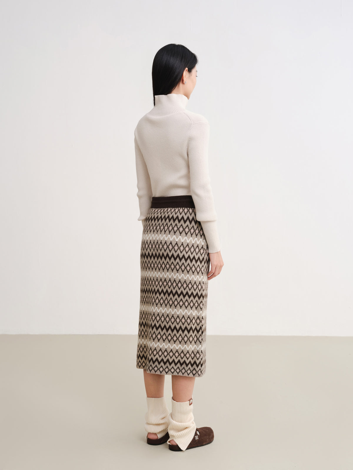 EP YAYING Jacquard Straight-Leg Skirt