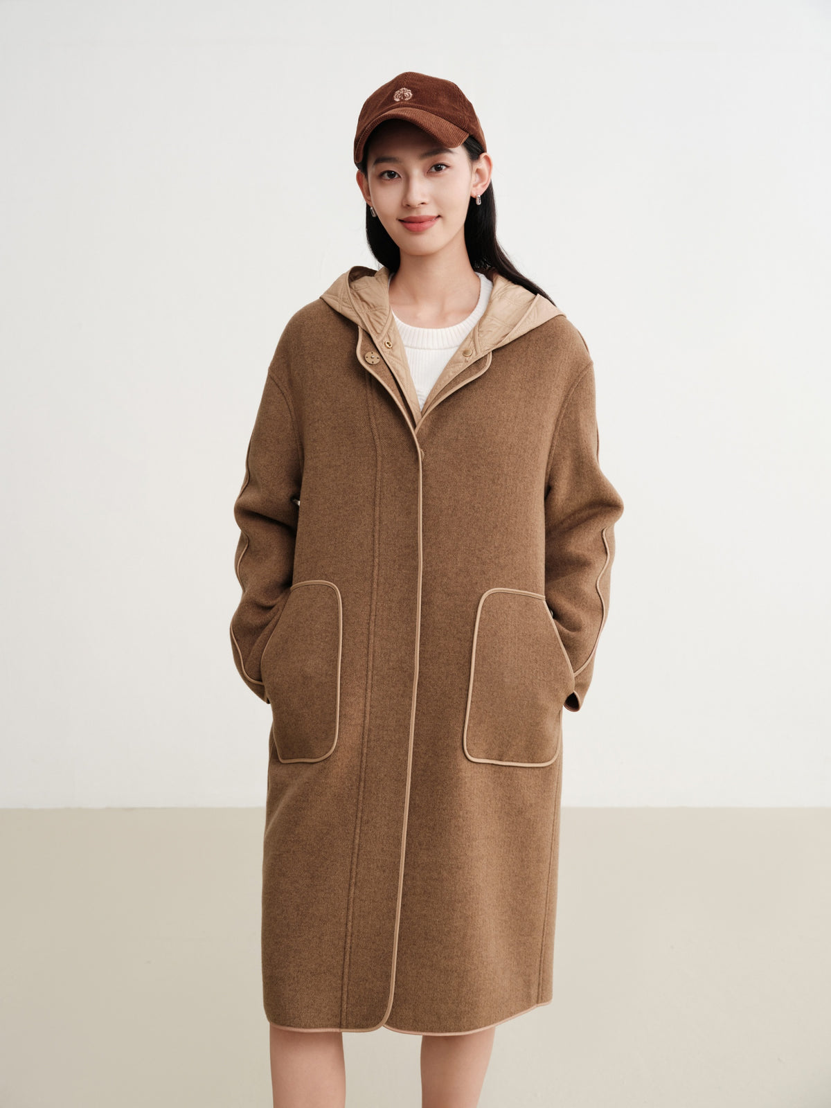 EP YAYING Wool Mid-Length Coat Jacket