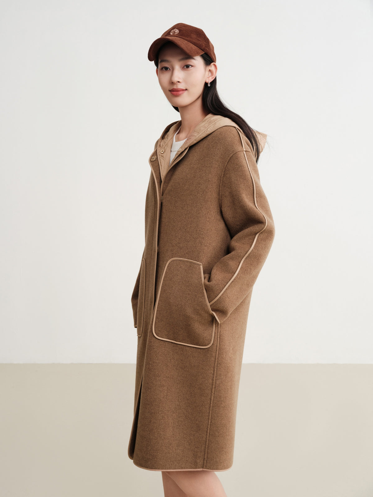 EP YAYING Wool Mid-Length Coat Jacket