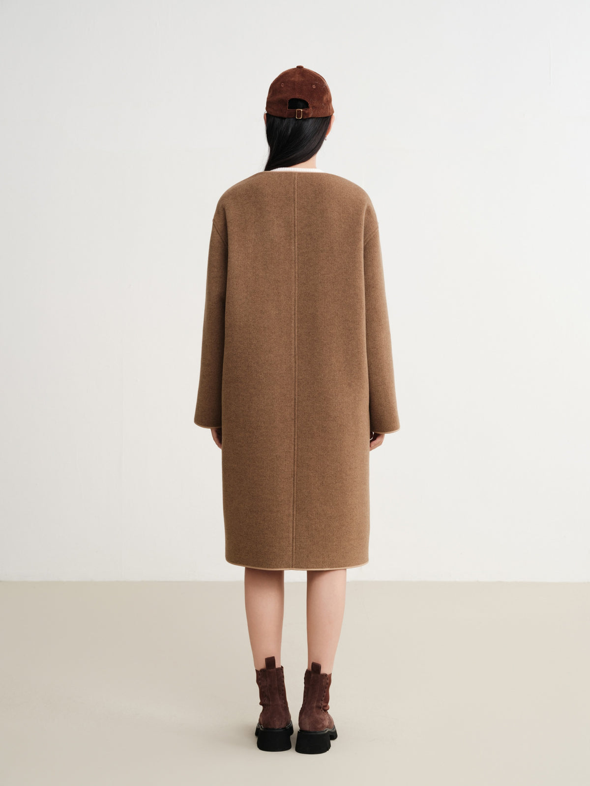 EP YAYING Wool Mid-Length Coat Jacket
