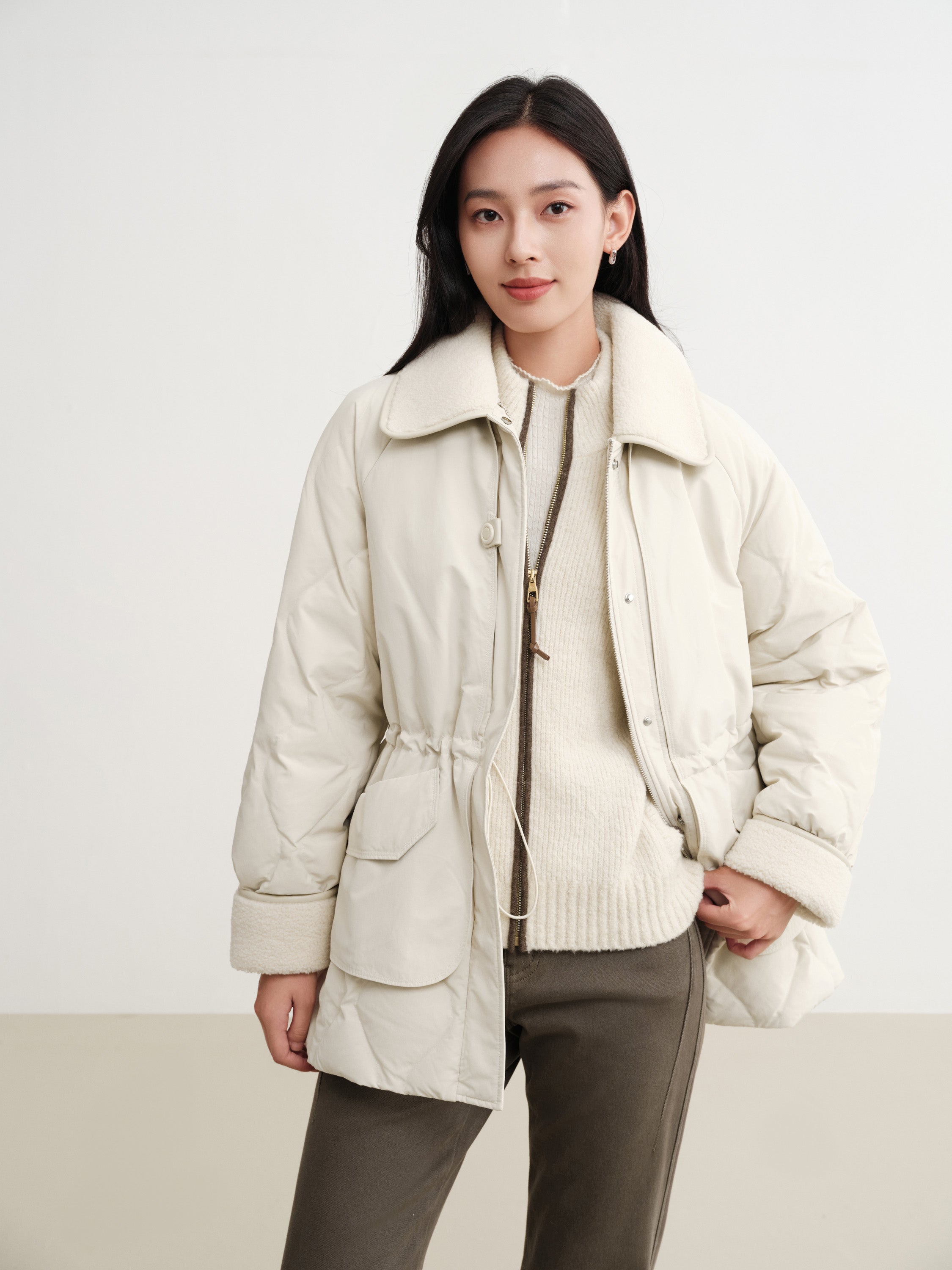 EP YAYING Mid-Length Goose Down Coat
