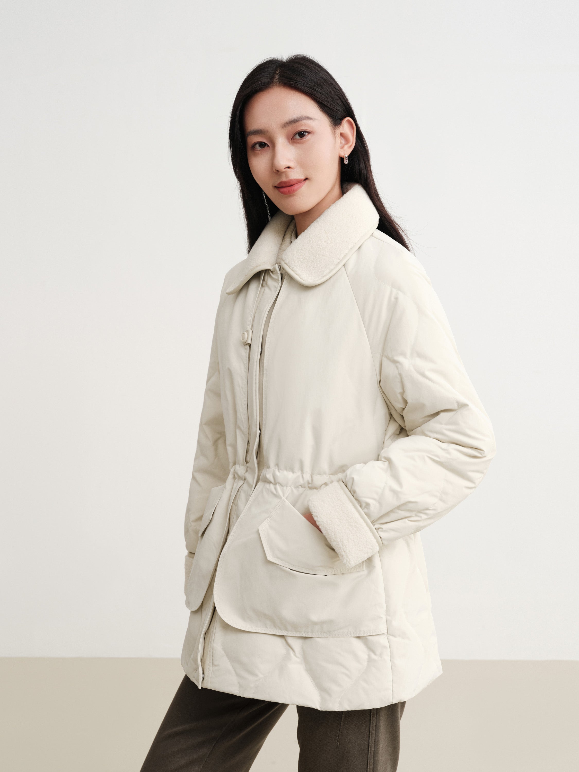 EP YAYING Mid-Length Goose Down Coat
