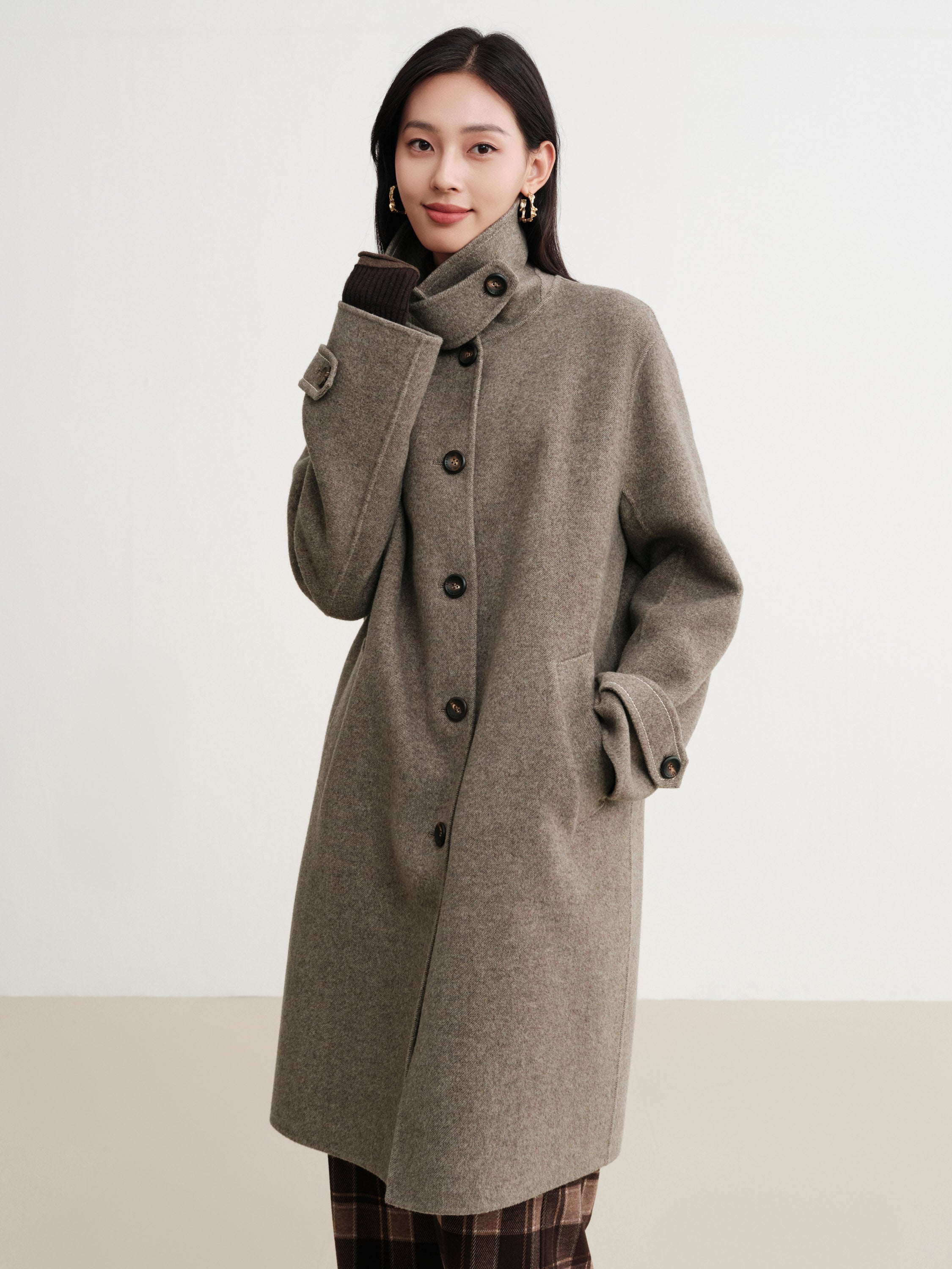 EP YAYING 100% wool stand-collar coat