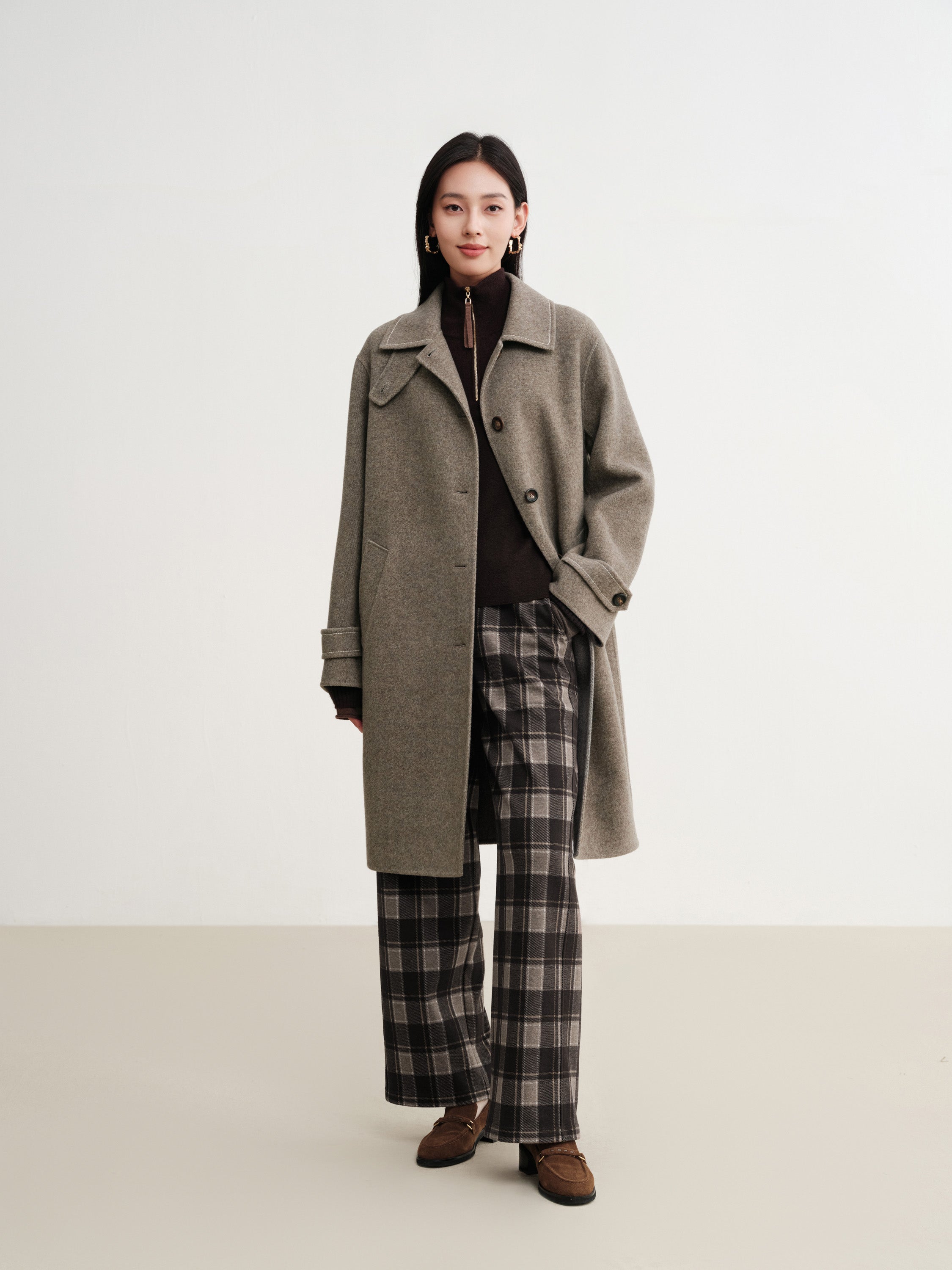 EP YAYING 100% wool stand-collar coat