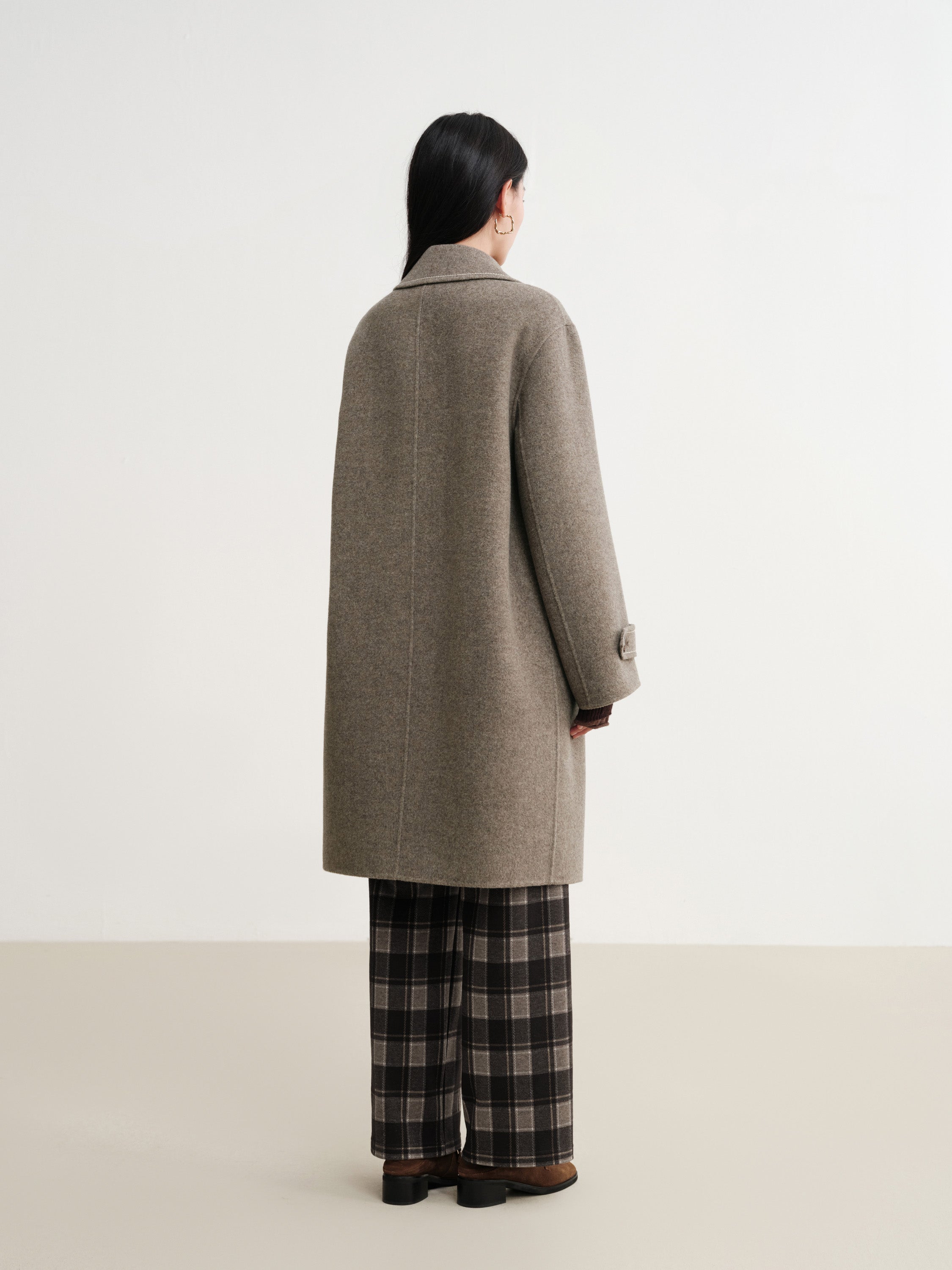 EP YAYING 100% wool stand-collar coat