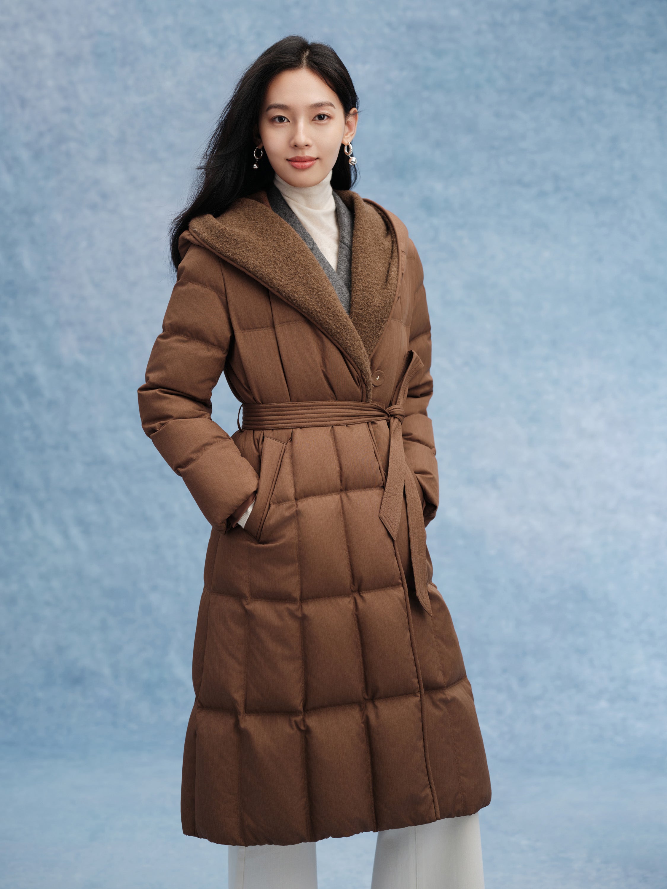 EP YAYING Lightweight Warm Hooded Goose Down Coat