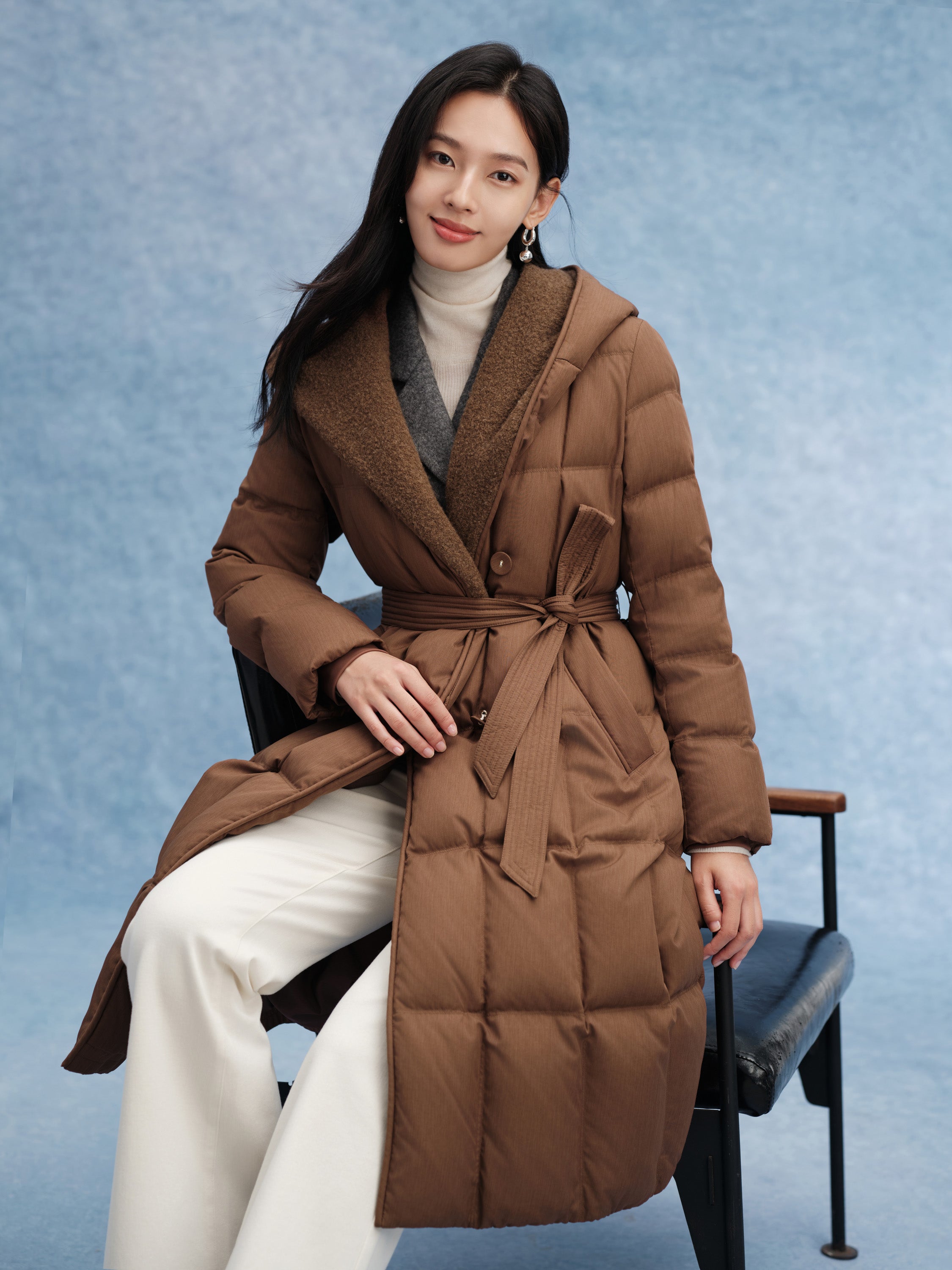 EP YAYING Lightweight Warm Hooded Goose Down Coat