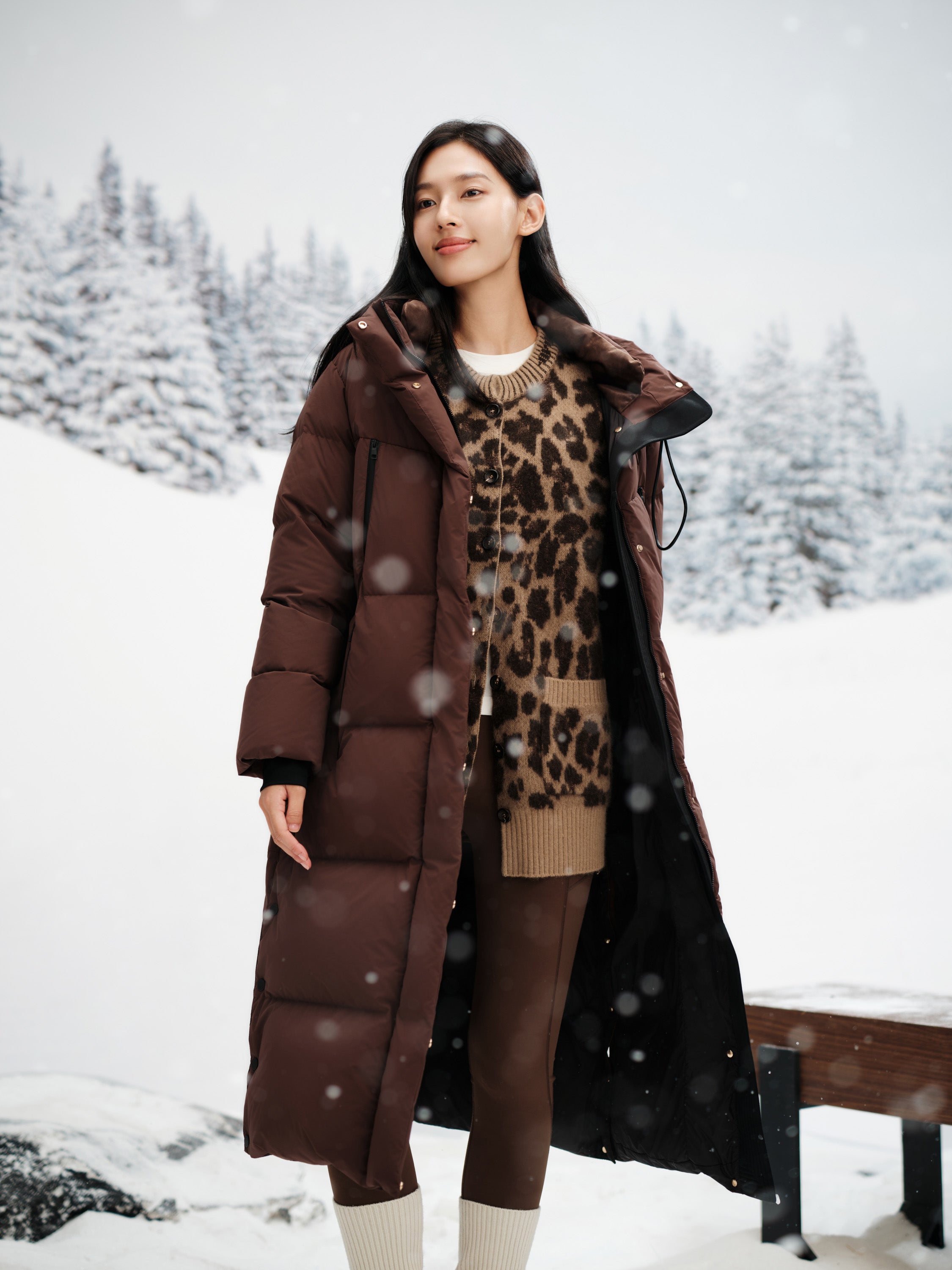 EP YAYING Thickened Long Straight-Cut Goose Down Coat