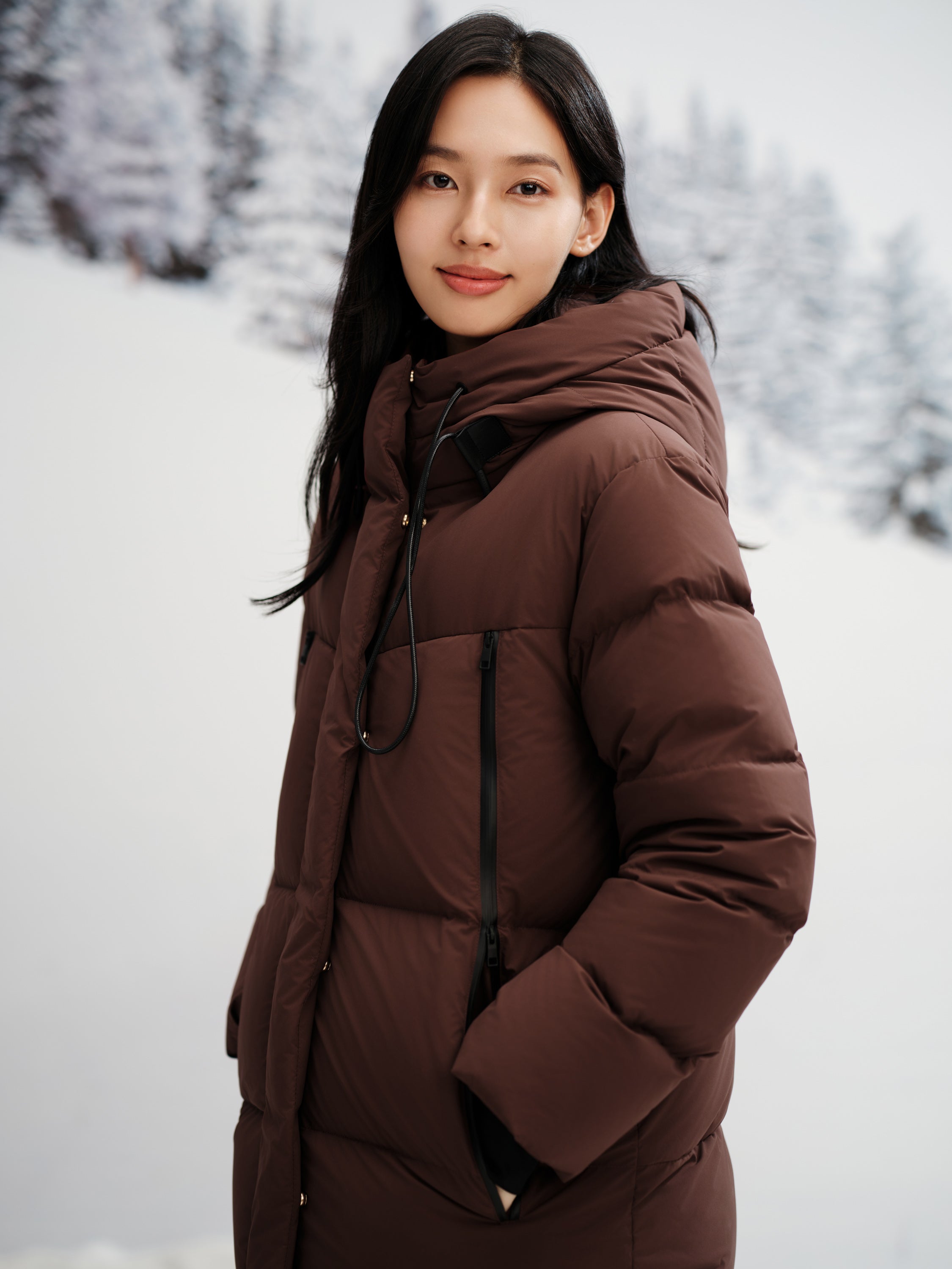 EP YAYING Thickened Long Straight-Cut Goose Down Coat