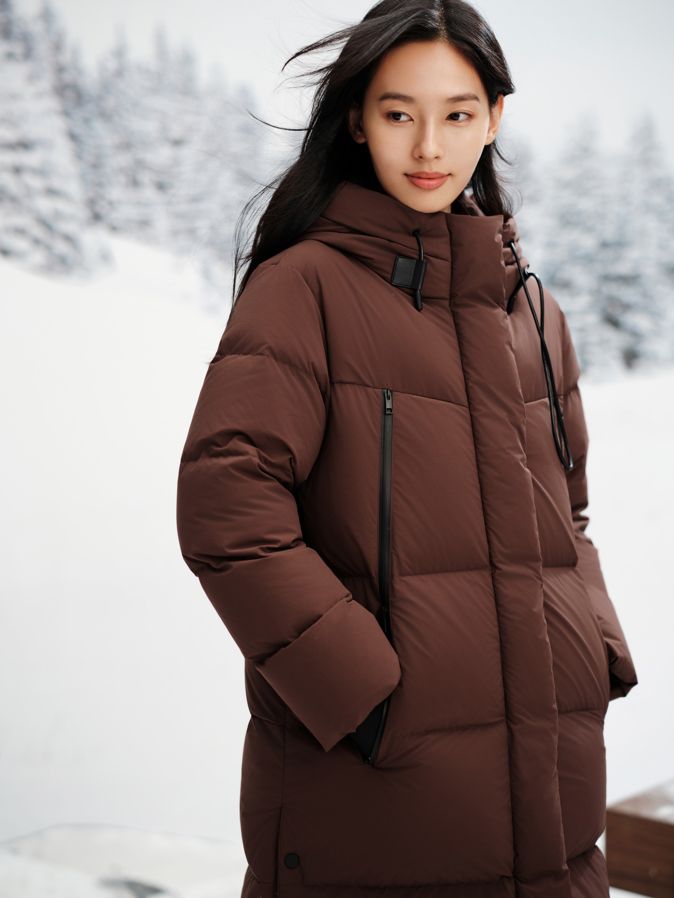 EP YAYING Thickened Long Straight-Cut Goose Down Coat