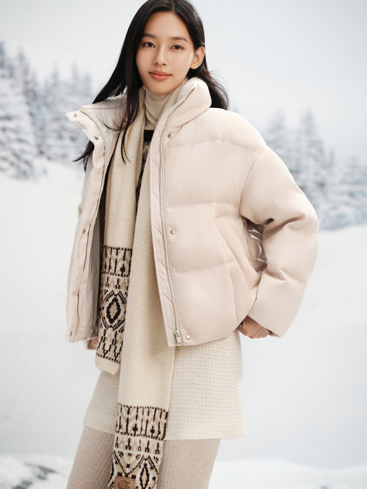 EP YAYING Stand-Collar Long Straight-Down Coat