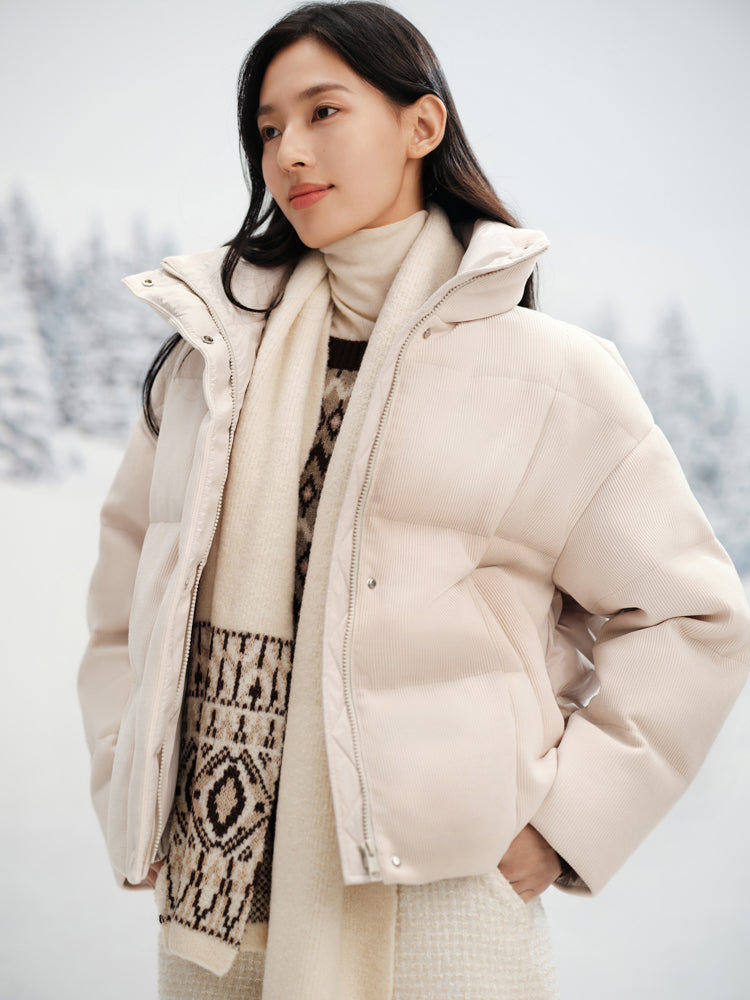 EP YAYING Stand-Collar Long Straight-Down Coat