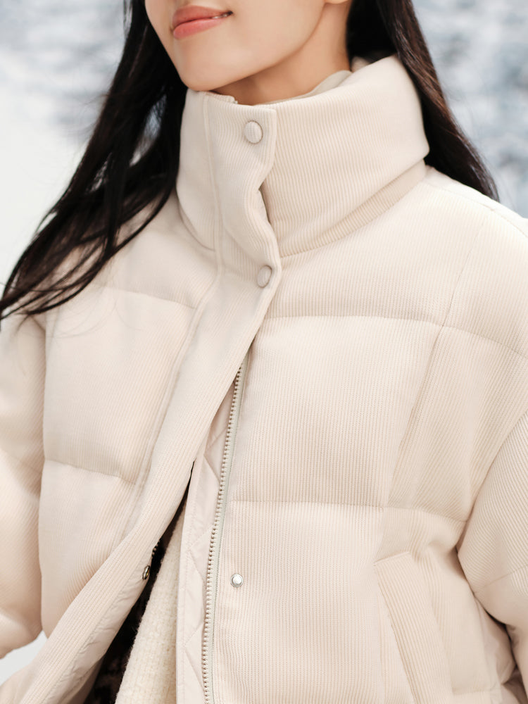 EP YAYING Stand-Collar Long Straight-Down Coat