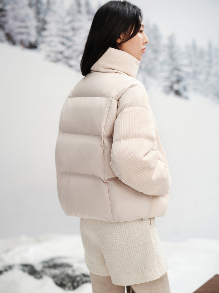 EP YAYING Stand-Collar Long Straight-Down Coat