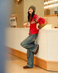EP YAYING Wool Yak Wool Red Sweater