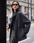 EP YAYING British Style Bouclé Wool Yak Wool Woolen Coat