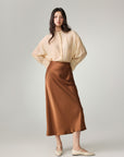 EP YAYING High-Waist Draped Tri-Acetate Skirt