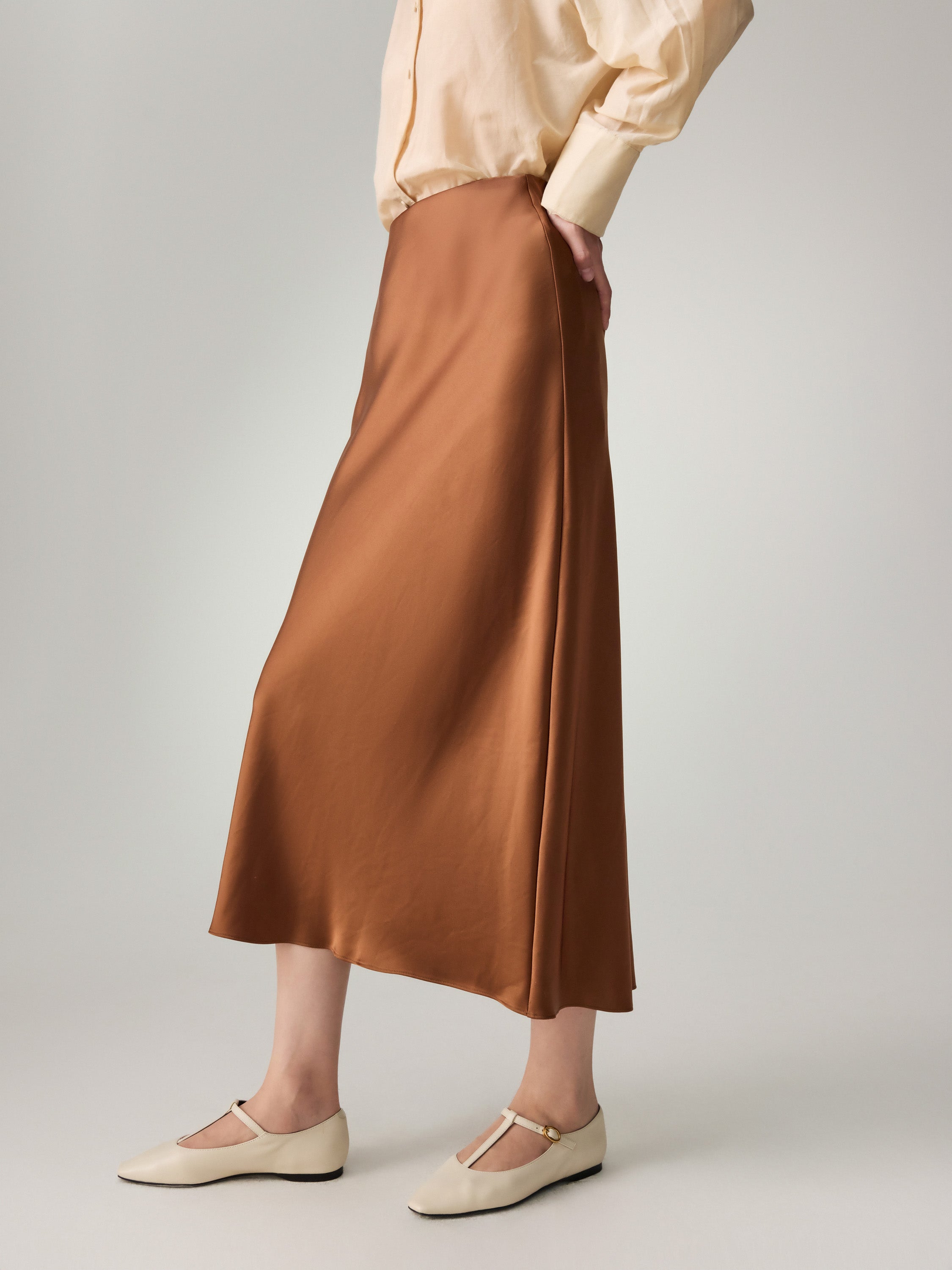 EP YAYING High-Waist Draped Tri-Acetate Skirt