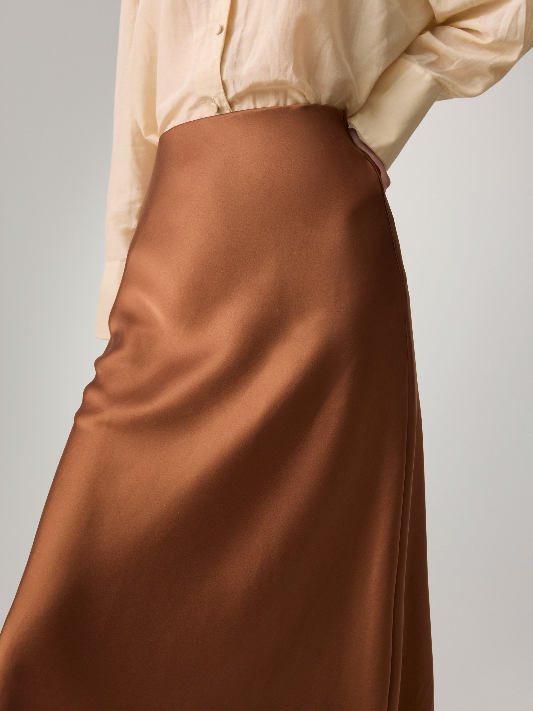 EP YAYING High-Waist Draped Tri-Acetate Skirt