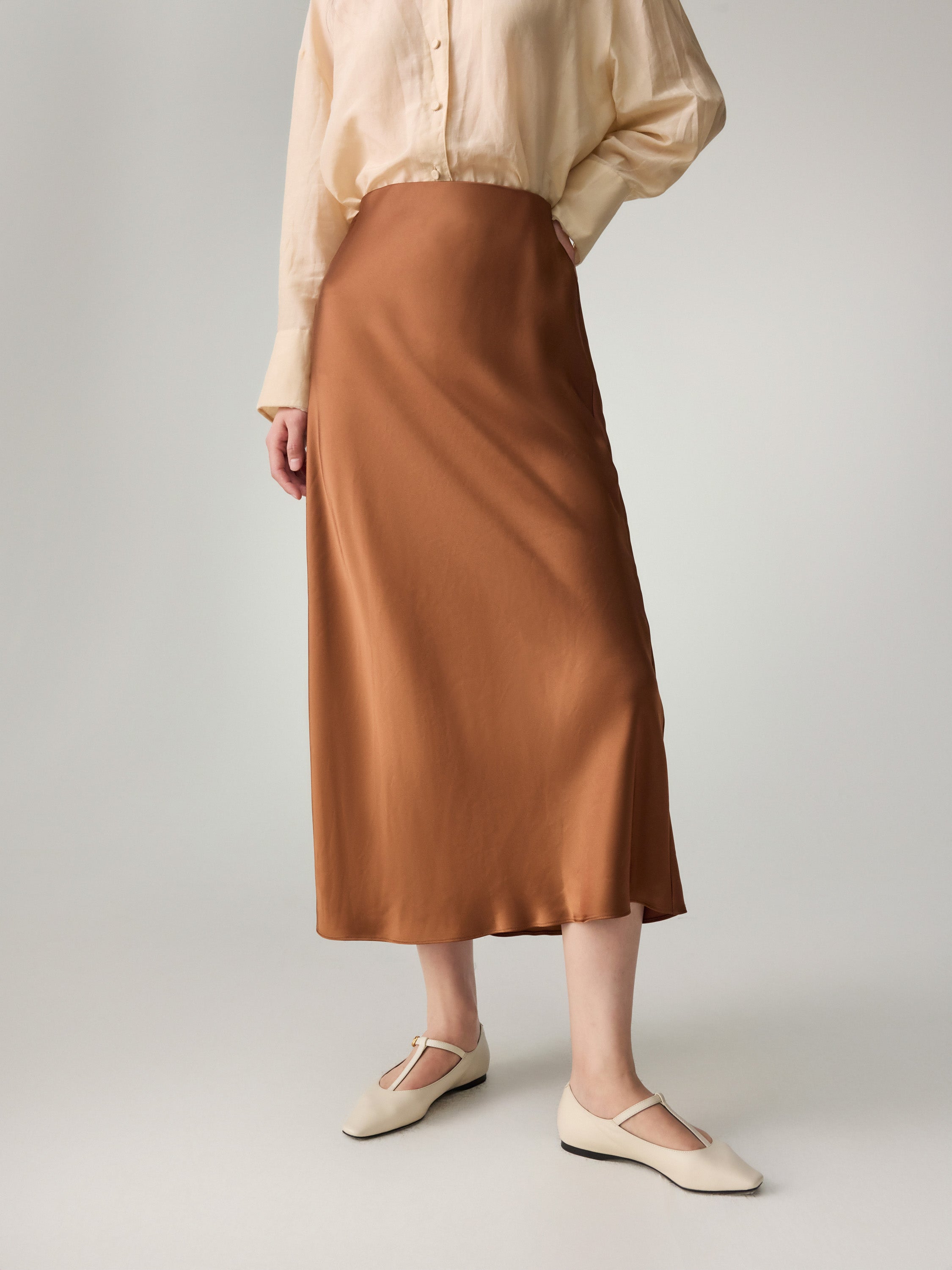 EP YAYING High-Waist Draped Tri-Acetate Skirt