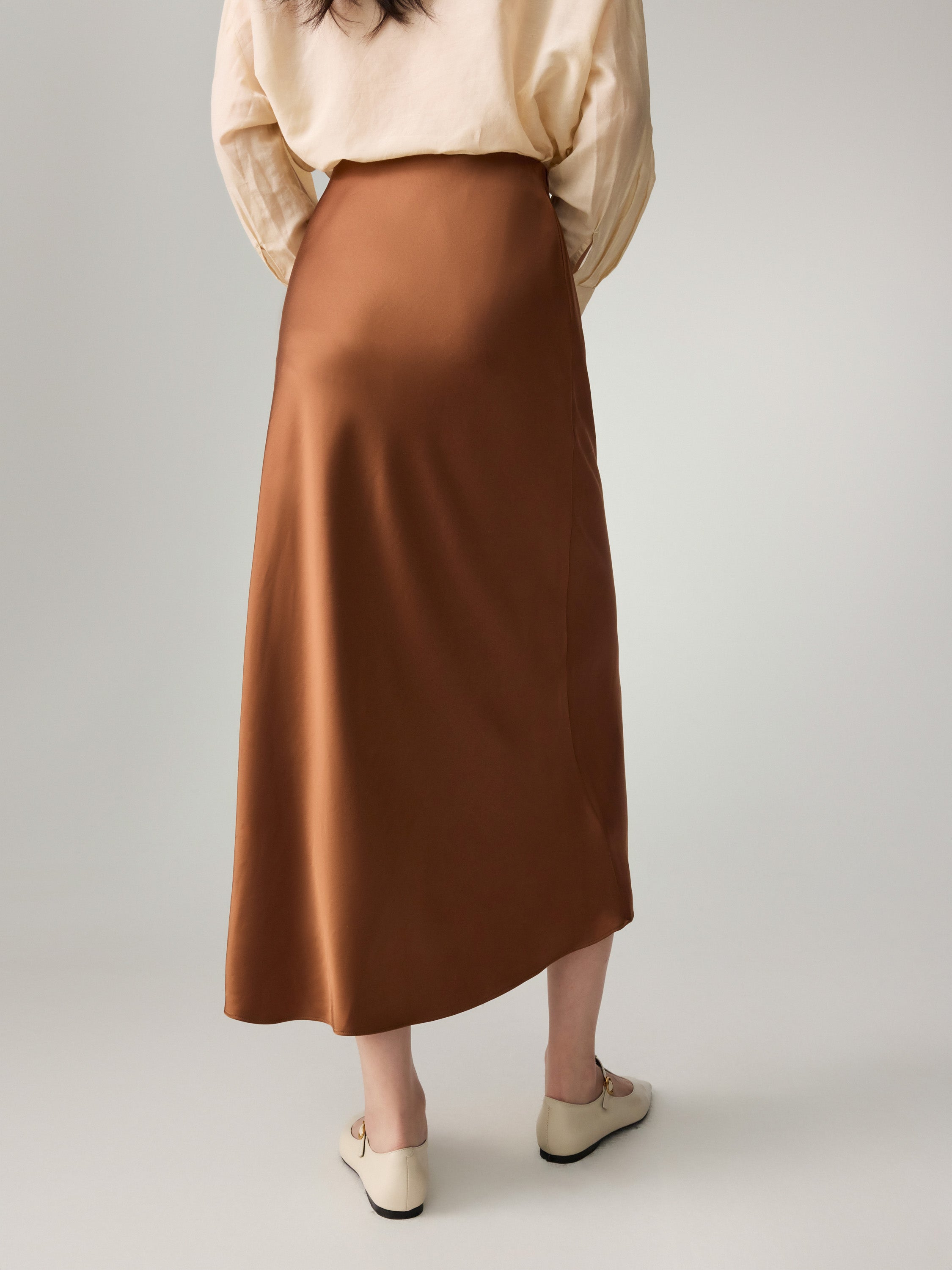 EP YAYING High-Waist Draped Tri-Acetate Skirt