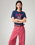 EP YAYING Embroidered Cotton T-Shirt