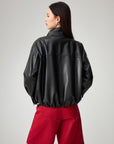 EP YAYING Short Faux Leather Jacket