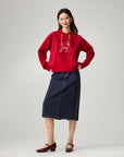 EP YAYING Craft Embroidered Zodiac Horse Hooded Sweatshirt