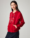 EP YAYING Craft Embroidered Zodiac Horse Hooded Sweatshirt