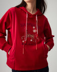 EP YAYING Craft Embroidered Zodiac Horse Hooded Sweatshirt