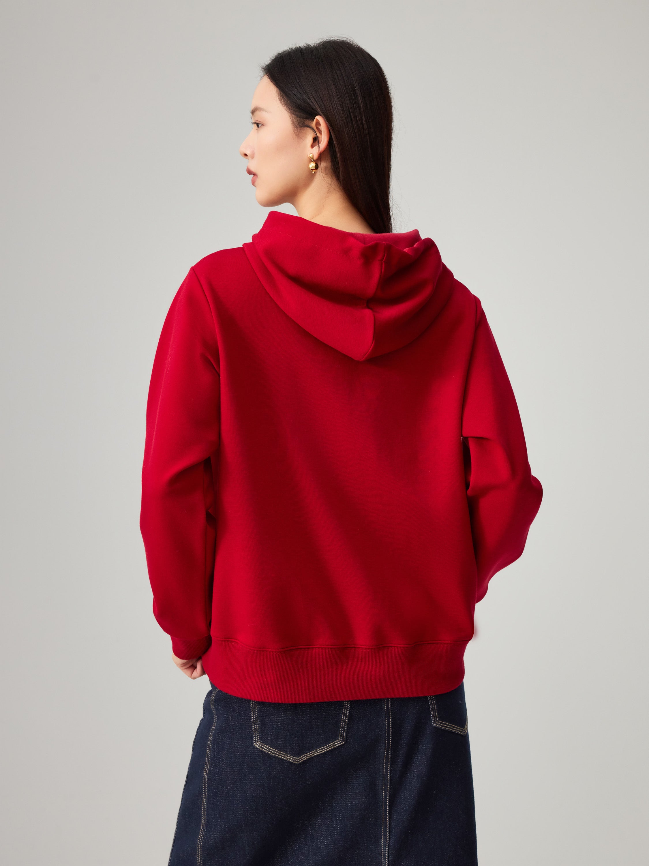 EP YAYING Craft Embroidered Zodiac Horse Hooded Sweatshirt