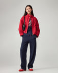 EP YAYING Simple Print Crewneck Drawstring-Waist Sweatshirt