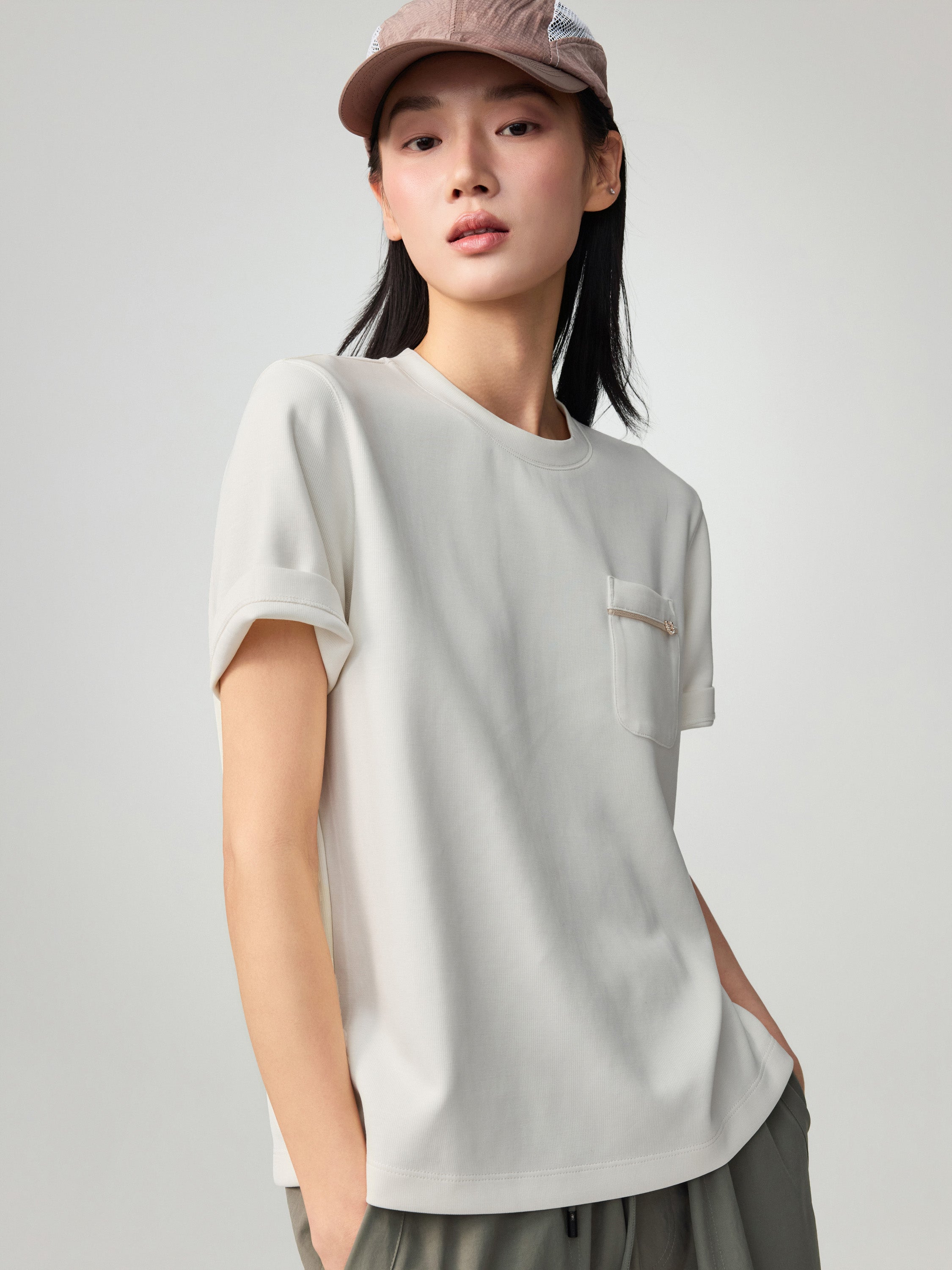 EP YAYING Knitted Short Sleeve T-shirt