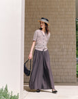 EP YAYING Linen V-Neck Knit Cardigan