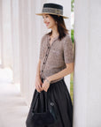 EP YAYING Linen V-Neck Knit Cardigan