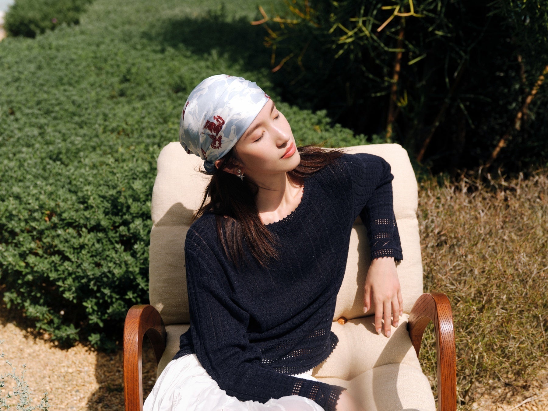 EP YAYING Silk Linen Blend Knit Top