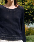 EP YAYING Silk Linen Blend Knit Top