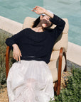 EP YAYING Silk Linen Blend Knit Top